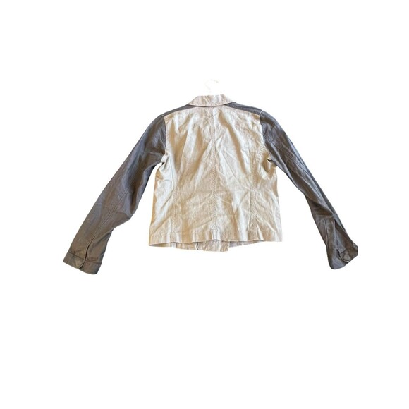 Eileen Fisher Coated Organic Linen Asymmetrical Zip Two Tone Jacket PS Petite S - Picture 4 of 13